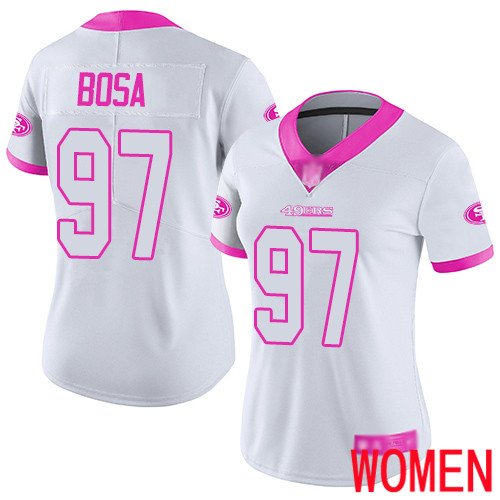 San Francisco 49ers Limited White Pink Women Nick Bosa NFL Jersey #97 Rush Fashion